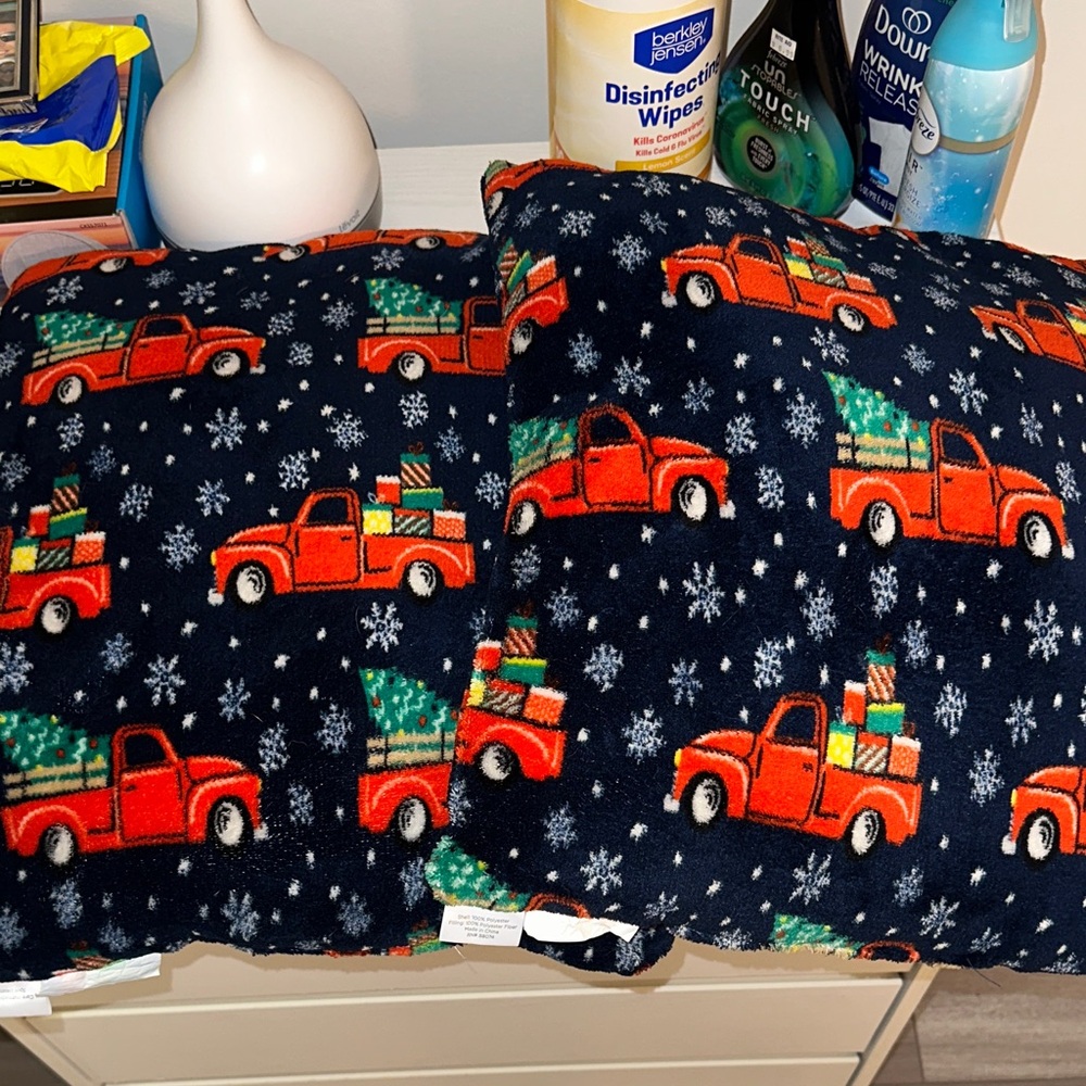 Festive Red Truck Holiday Throw Pillows